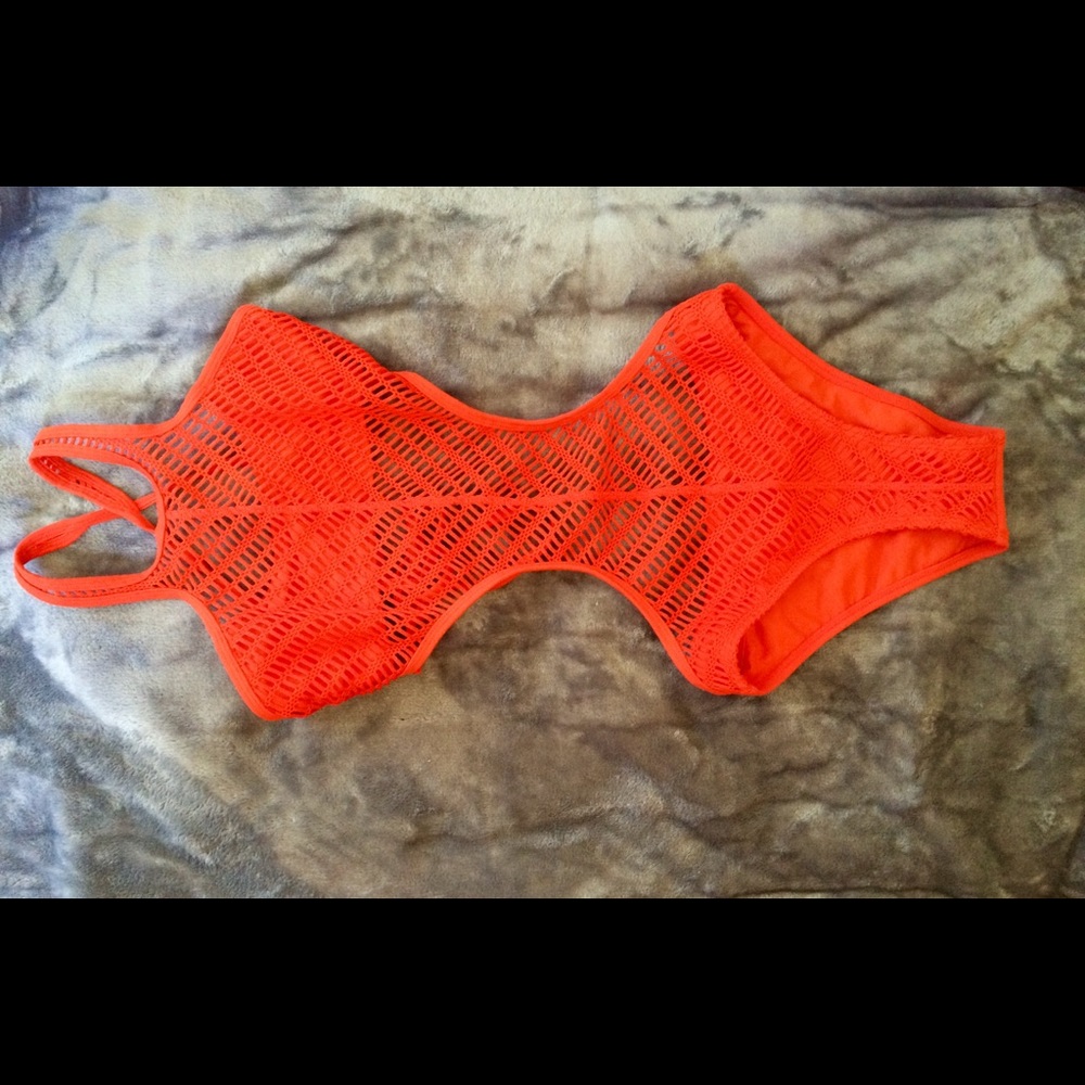 XS orange crotchet monokini by Xhilaration